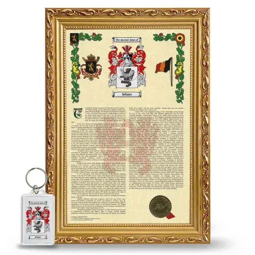 Schuts Framed Armorial History and Keychain - Gold