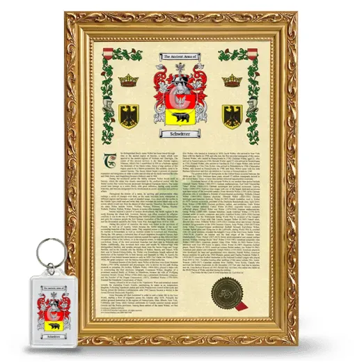 Schwitter Framed Armorial History and Keychain - Gold