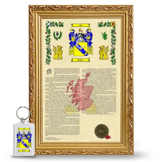 Scott-s Framed Armorial History and Keychain - Gold