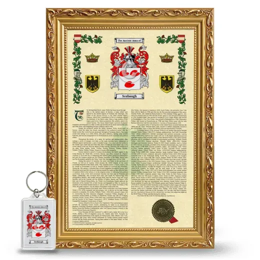 Seabaugh Framed Armorial History and Keychain - Gold