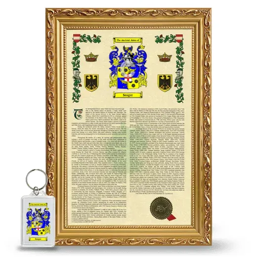 Seager Framed Armorial History and Keychain - Gold