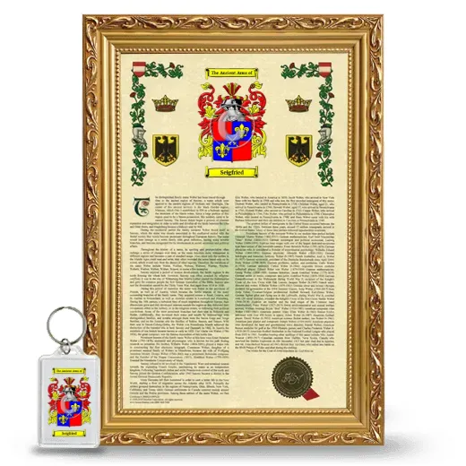 Seigfried Framed Armorial History and Keychain - Gold