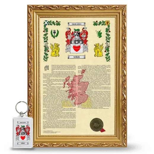 Selkirk Framed Armorial History and Keychain - Gold