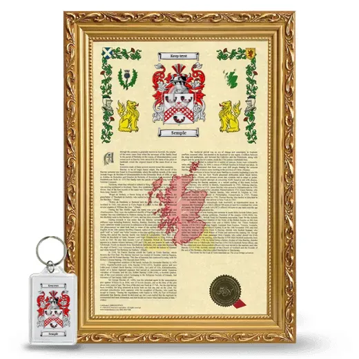 Semple Framed Armorial History and Keychain - Gold