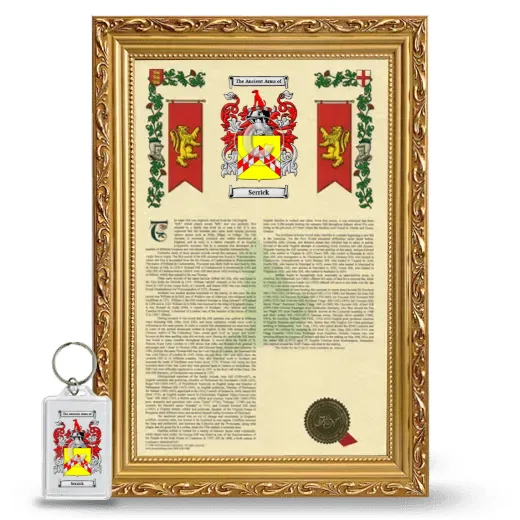 Serrick Framed Armorial History and Keychain - Gold