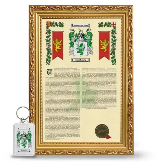 Shairbourn Framed Armorial History and Keychain - Gold
