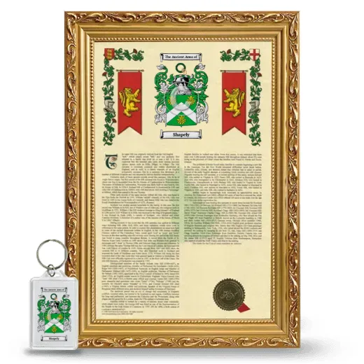Shapely Framed Armorial History and Keychain - Gold