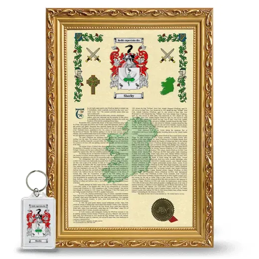 Sharky Framed Armorial History and Keychain - Gold