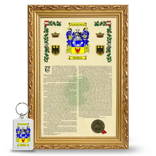 Shenkman Framed Armorial History and Keychain - Gold