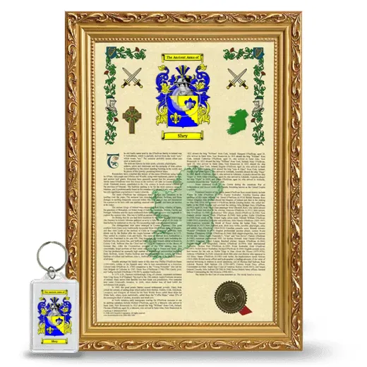 Shey Framed Armorial History and Keychain - Gold