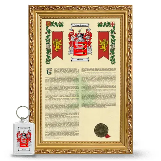 Shutes Framed Armorial History and Keychain - Gold