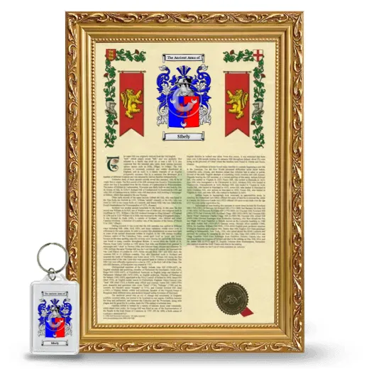 Sibely Framed Armorial History and Keychain - Gold