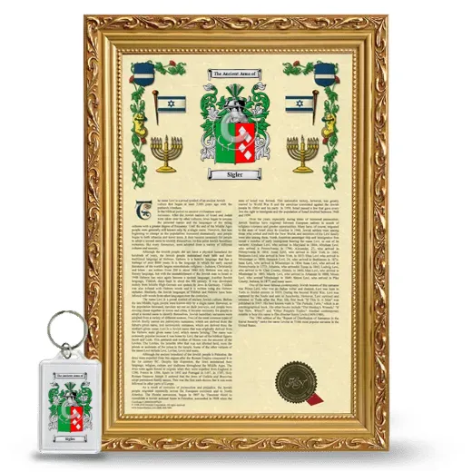 Sigler Framed Armorial History and Keychain - Gold