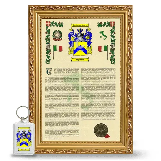 Signorile Framed Armorial History and Keychain - Gold