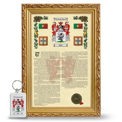 Simo Framed Armorial History and Keychain - Gold