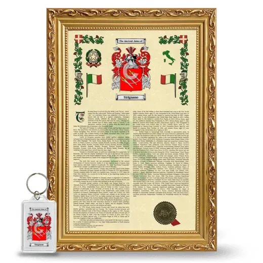 Sirignano Framed Armorial History and Keychain - Gold