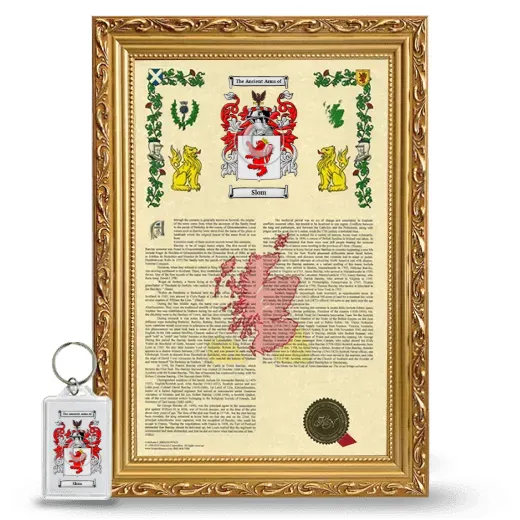 Slom Framed Armorial History and Keychain - Gold