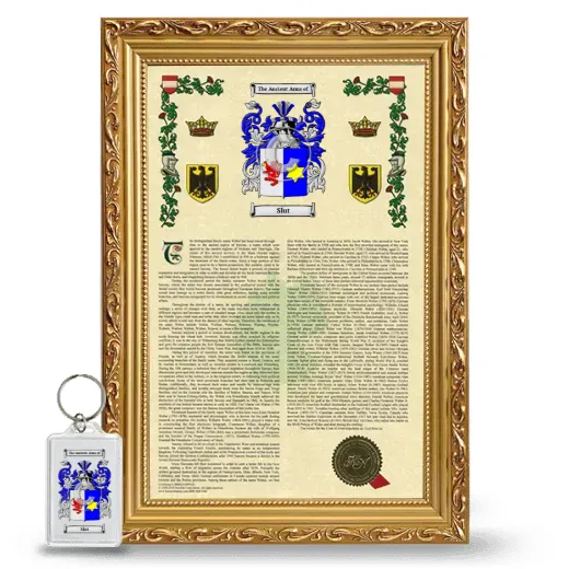 Slut Framed Armorial History and Keychain - Gold