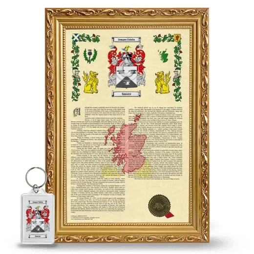 Smute Framed Armorial History and Keychain - Gold