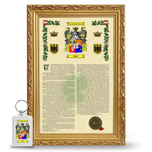 Snarr Framed Armorial History and Keychain - Gold