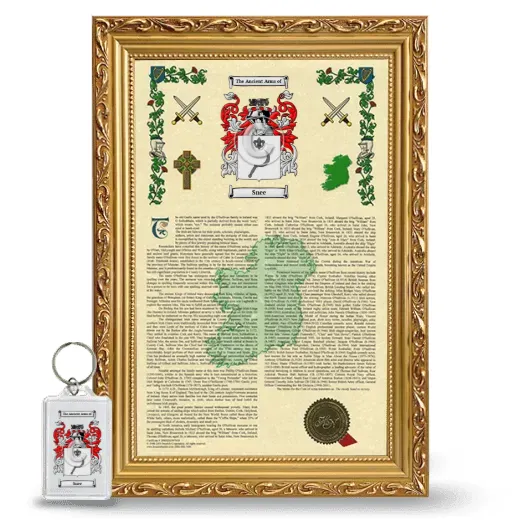 Snee Framed Armorial History and Keychain - Gold