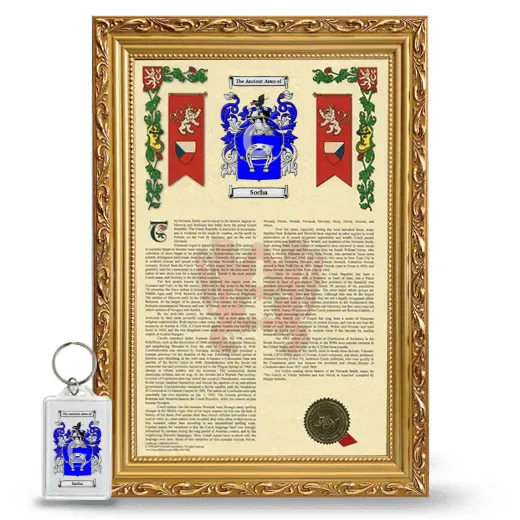 Socha Framed Armorial History and Keychain - Gold
