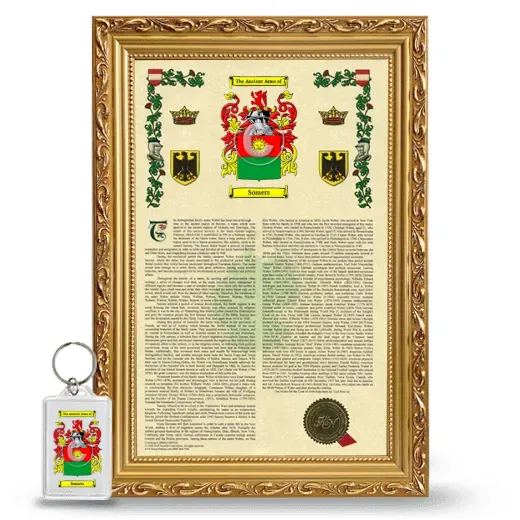 Somers Framed Armorial History and Keychain - Gold