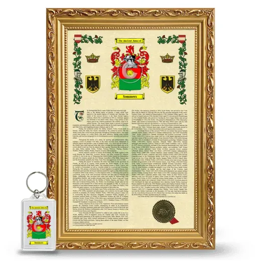 Sommers Framed Armorial History and Keychain - Gold