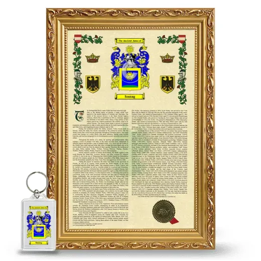 Sontag Framed Armorial History and Keychain - Gold