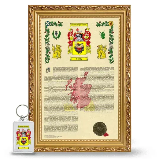 Sorely Framed Armorial History and Keychain - Gold