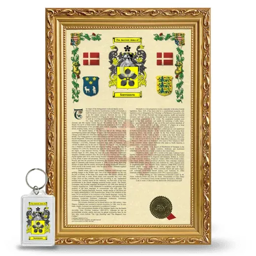 Sorenssen Framed Armorial History and Keychain - Gold