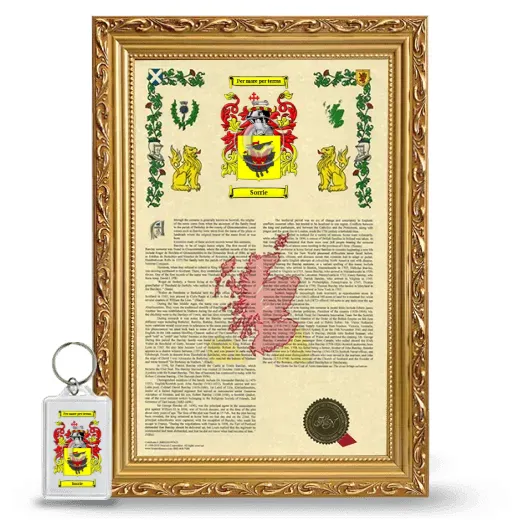 Sorrie Framed Armorial History and Keychain - Gold