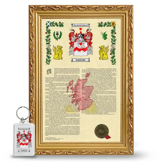 Southwick Framed Armorial History and Keychain - Gold