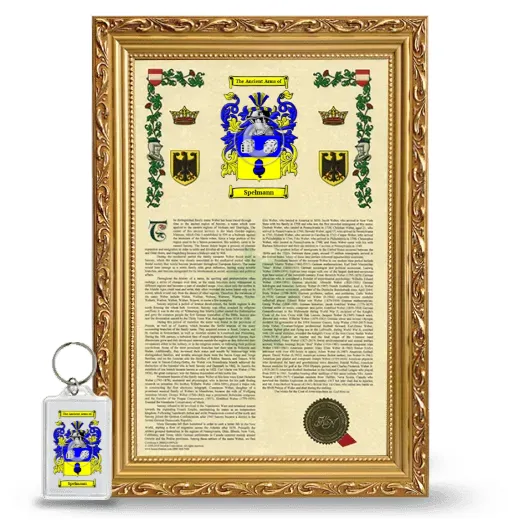 Spelmann Framed Armorial History and Keychain - Gold