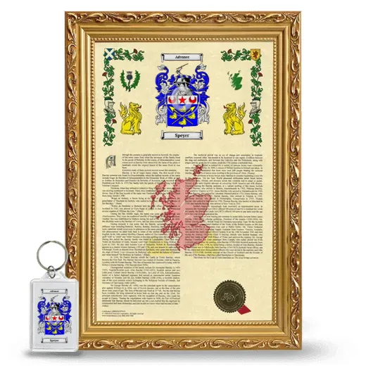 Speyer Framed Armorial History and Keychain - Gold