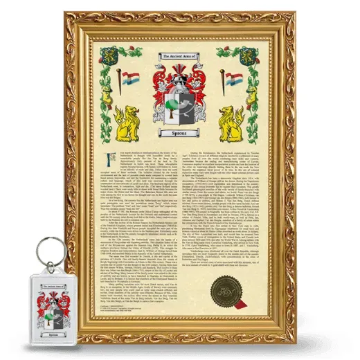 Sprous Framed Armorial History and Keychain - Gold