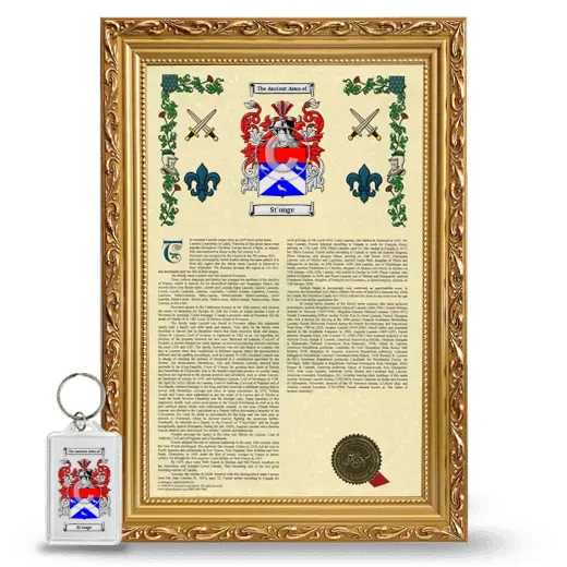 St'onge Framed Armorial History and Keychain - Gold