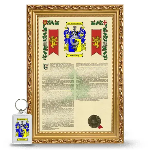 Stainsbury Framed Armorial History and Keychain - Gold