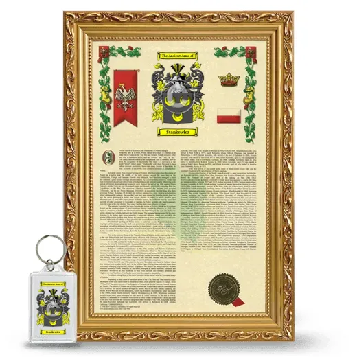 Stankewicz Framed Armorial History and Keychain - Gold