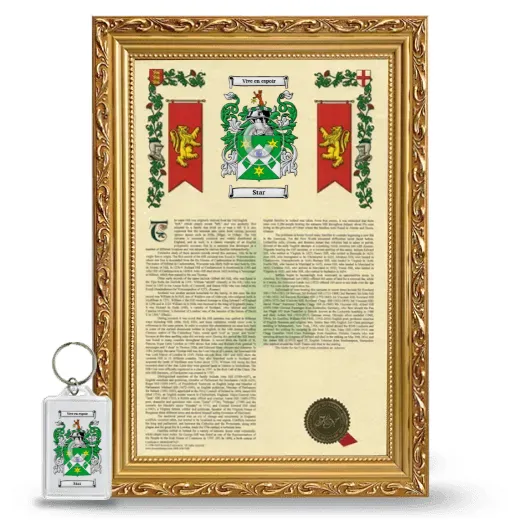 Star Framed Armorial History and Keychain - Gold