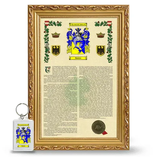 Staten Framed Armorial History and Keychain - Gold