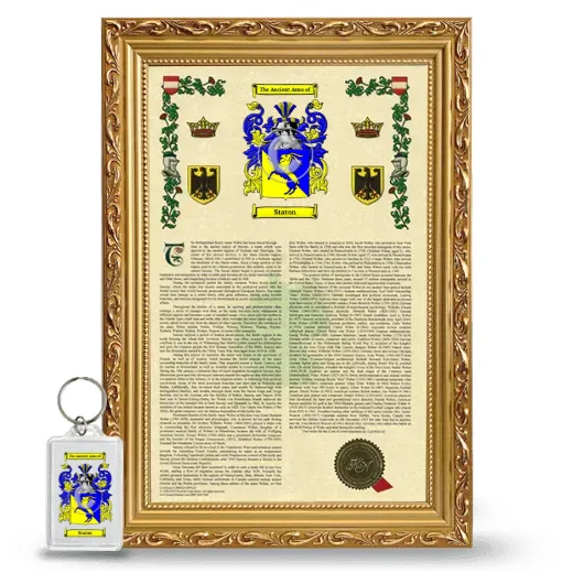 Staton Framed Armorial History and Keychain - Gold