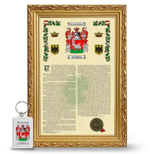 Steenkamp Framed Armorial History and Keychain - Gold