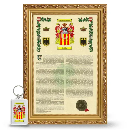 Steffen Framed Armorial History and Keychain - Gold