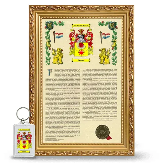 Stenes Framed Armorial History and Keychain - Gold