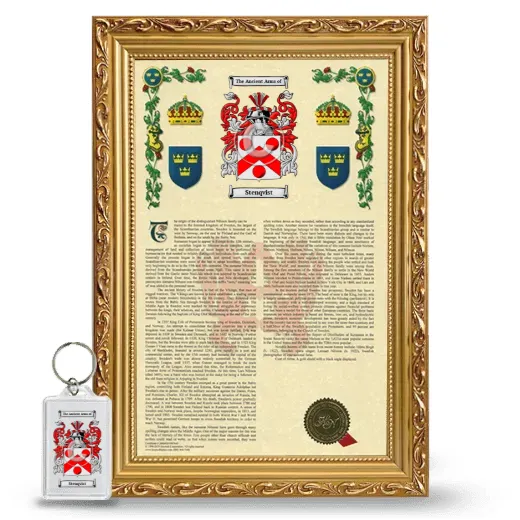 Stenqvist Framed Armorial History and Keychain - Gold