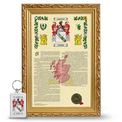 Sterland Framed Armorial History and Keychain - Gold