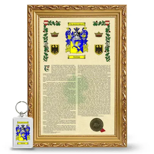 Stetton Framed Armorial History and Keychain - Gold