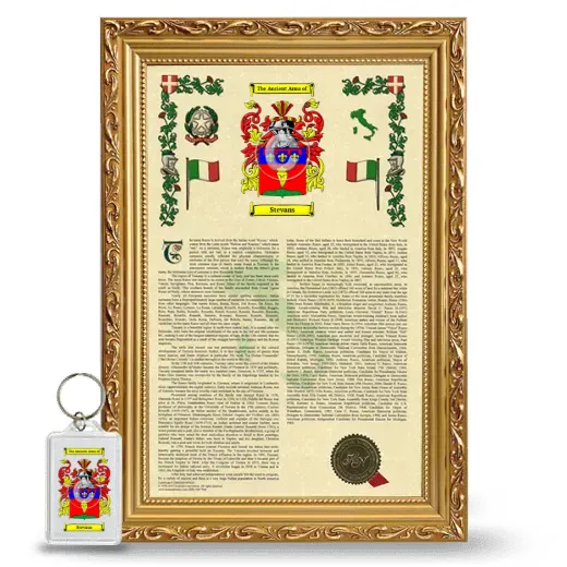Stevans Framed Armorial History and Keychain - Gold