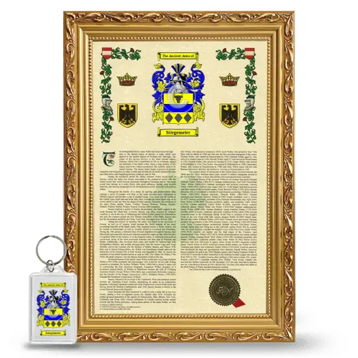 Stiegemeier Framed Armorial History and Keychain - Gold
